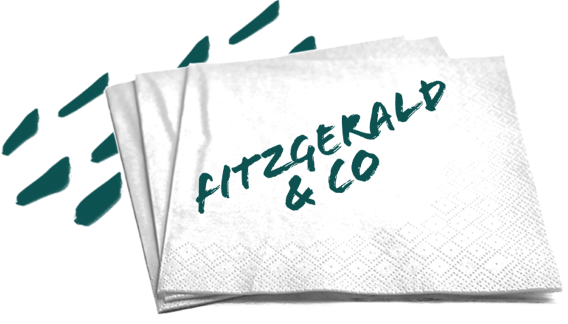 Napkin with Fitzgerald & CO on it