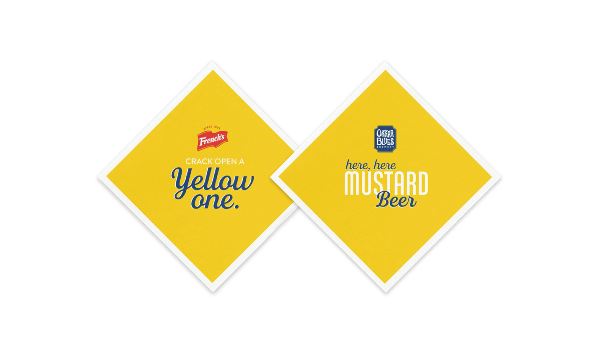 Mustard beer coasters