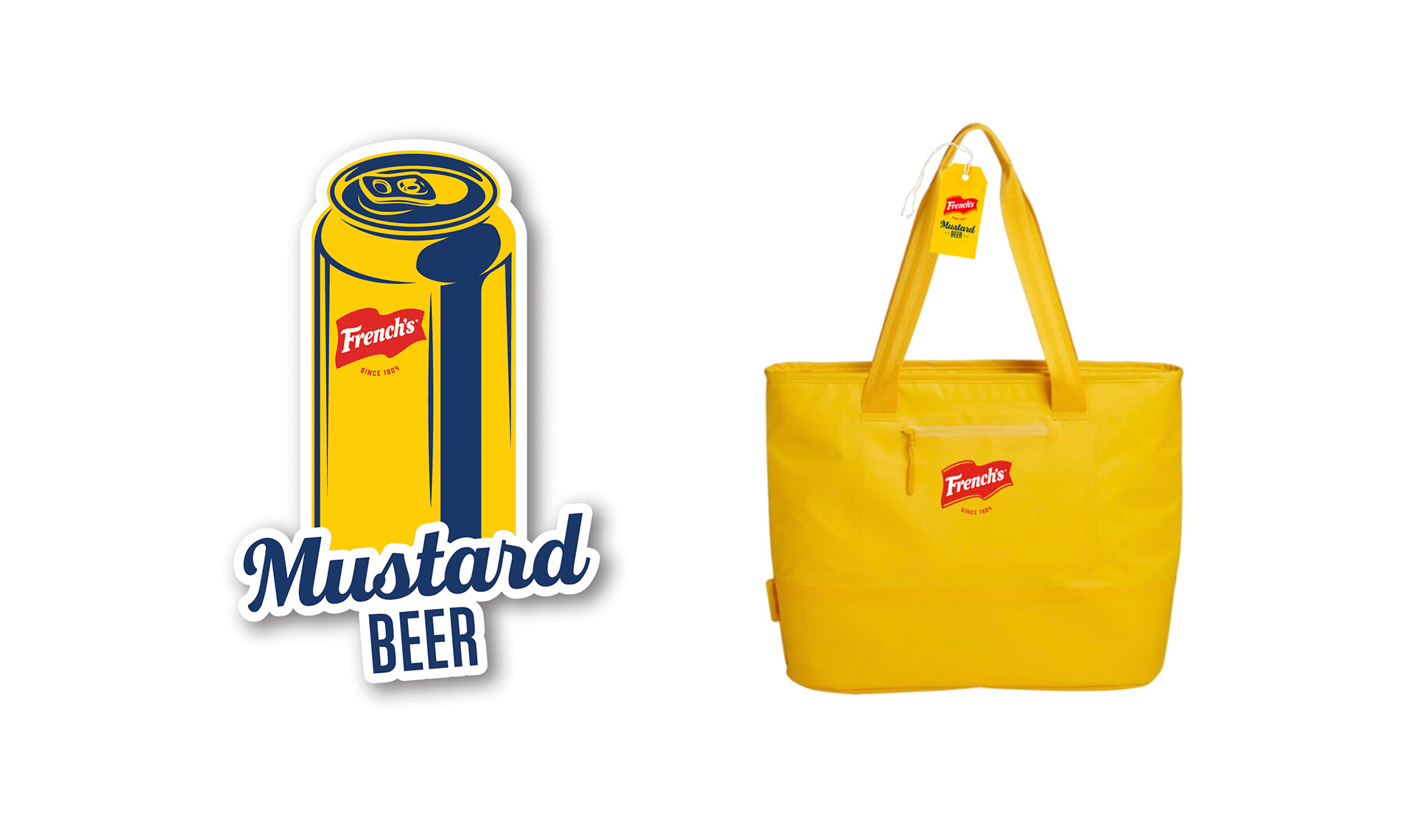 Mustard beer sticker and bag
